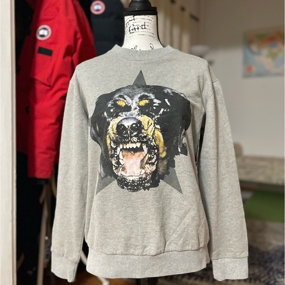 EUC Men’s Small/Women’s Medium Givenchy Rottweiler Print Cotton Sweatshirt Grey - Picture 2 of 11